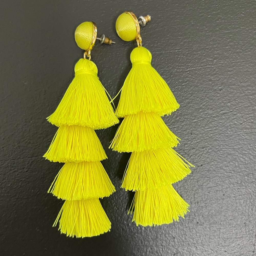 Baublebar yellow tassel fringe earrings